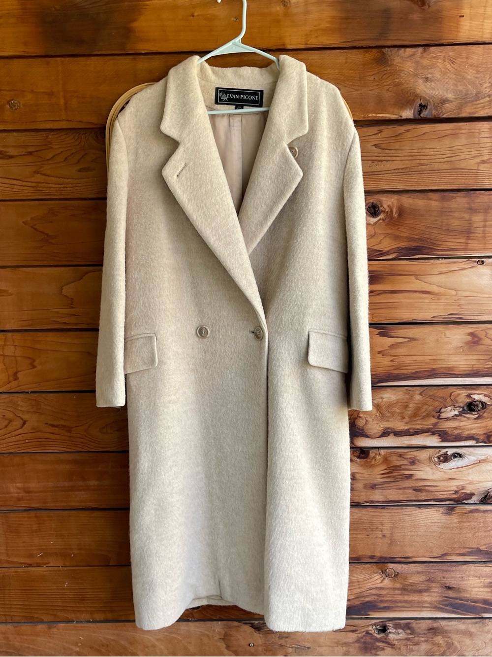 Vintage Evan-Picone 100% Pure Wool Double Breasted Cream Coat-Size 10